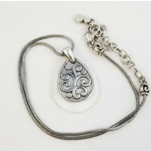 Brighton mother of pearl and silver swirl necklace